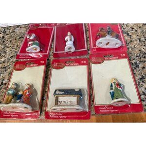 Dickens  Village Accessories Christmas Hand Crafted Lot Bundle Of 6 Figurines